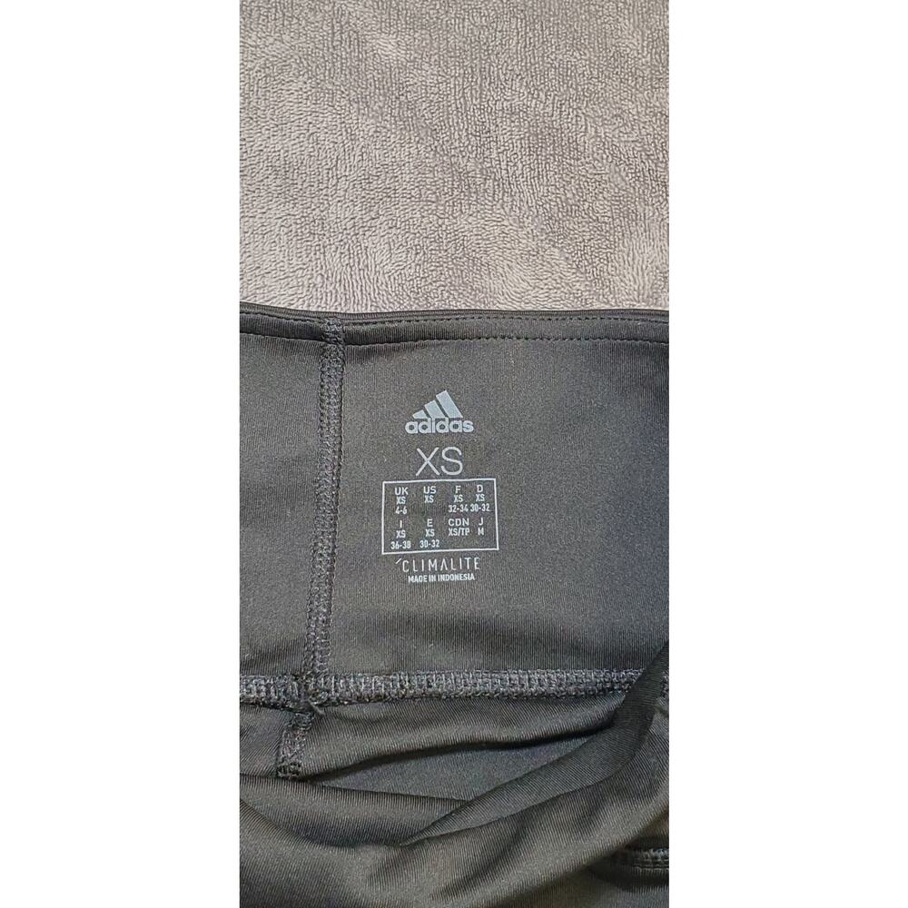 Adidas Sz XS Women's Climalite 3-Stripe Full Length Tights Black White Ca16 - Picture 6 of 9